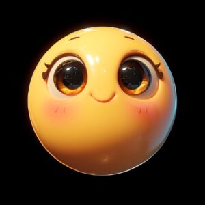 cute proud emoji 3D rendering, floating on black background, matte yellow, soft ...