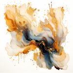 ink watercolor beige and sparkling gold splash, clip art, white background --s 7...