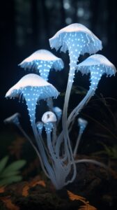 A beautiful and graceful alien carnivorous white furry flower with large black d...