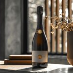 a minimalist and elegant online shop design for a champagne brand. White, dark g...