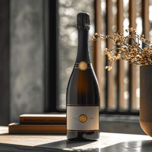 a minimalist and elegant online shop design for a champagne brand. White, dark g...