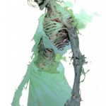 A zombie person with translucent green skin, elastic limbs, Basil Gogos --niji 5...