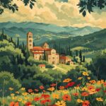 a a b c d e g o h poster for asheville North Carolina, in the style of storybook...