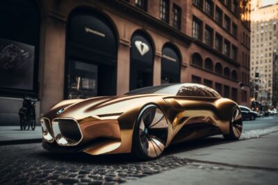 photo of next generation futuristic golden Mercedes-Benz VISION AVTR BMW NEXT 10...