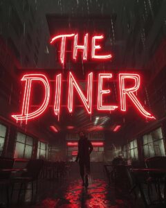 "THE DINER" + in the style of a movie poster + minimalist + conceptual art + by ...