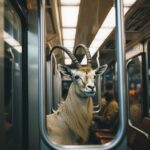 oryx antelope, subway compartement, 35 mm photography --ar 4:5 --upbeta --s 250 ...