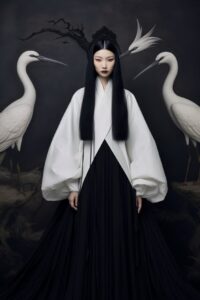 An Chinese ink painting style, An ancient Chinese beauty, avant - garde design, ...