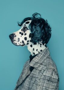 Highly stylized photographs of dog owners looking like their dogs. --ar 5:7 --v ...