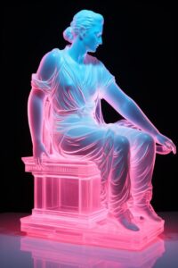 X RAY STYLE, NEON STYLE, marble greek sculpture of diana goddness sit --v 5.2 --...