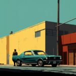 Car, car, car, mustang, movie, person, poster, car cover, person, in the style o...