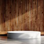 Cherry wood texture radiating warmth and sophistication, juxtaposed with an abst...