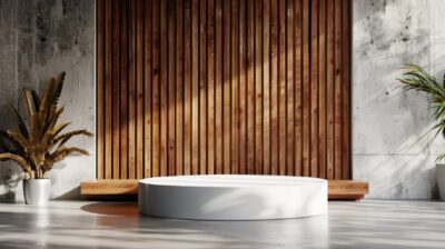 Cherry wood texture radiating warmth and sophistication, juxtaposed with an abst...