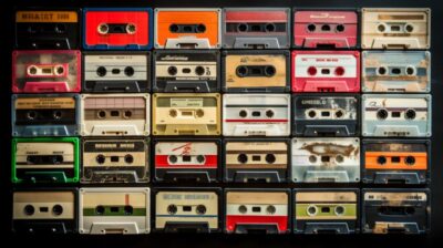 used vintage audio cassettes various types,high resolution,4k --ar 16:9 --v 5.2b...