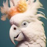 Close - up face, Vibrantly surreal avian fashion photography Cockatoo --s 1000 -...