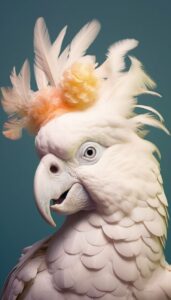 Close - up face, Vibrantly surreal avian fashion photography Cockatoo --s 1000 -...