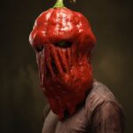 Bellpepper head, , Man, upper body, realistic, photography style, illustration b...