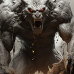 Fantasy fine pencil drawing style large DnD enemy monster power full body shot d...
