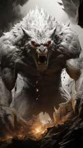 Fantasy fine pencil drawing style large DnD enemy monster power full body shot d...