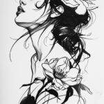 1-3tattoo design, tattoo for a woman, elegant and simple, tattoo design, on whit...