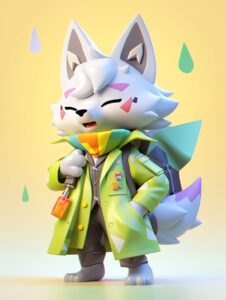 Cool wolf, cute image, blind box design, Full body，Clean background，exaggeratedp...