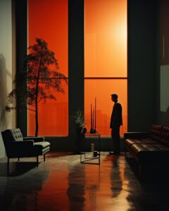 A high - definition analog photograph, inspired by the Düsseldorf School, featur...