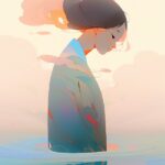 A Chinese woman，Chinese landscape, abstract painting, Zen, Amy Sol style, cover ...