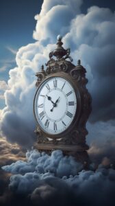 A clock made of clouds measures the time in a dream world --ar 9:16 --v 5by sara...