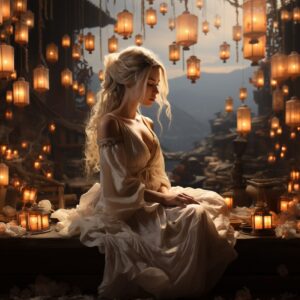 Japanese art, photograph, magical, dream, delicate, cinematic, nighttime, mount ...