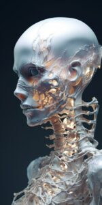 Her skin is completely translucent with Glowing luminescent Bones, by Alexander ...