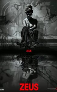 Gray and black hauntingly beautiful movie poster for "ATHENE", showing elegant s...