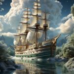 Storytelling on an ultra - realistic luxury cruise, sky, clouds, white, blue, mi...