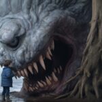 Photography of a huge creature in a remarkable atmosphere, in the style of tim w...