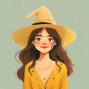 Simple drawing reference sheet in a flat cartoon style of a cute portrait forest...