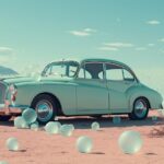 Realistic Leica photograph of a pastel mint blue bubbly mid - century Deloreon a...