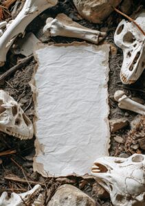 white clear blank long small rectangle papers on ground, diferent directions, su...