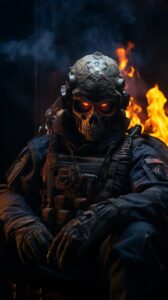 call of duty modern warfare ghost character, holding a cigarette, standing next ...
