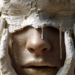 Midjourney prompt: woman’s face partially obscured by...