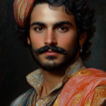 10 Portrait of an handsome aristocratic Mughal...