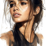 Midjourney prompt: Watercolor portrait of a woman...