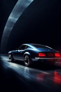 Много тачек в комментахDark blue ZX nissan car driving through a tunnel, by Joh...