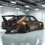 Imagine a hyper-realistic photo of a conceptual 1970s Volkswagen Passat Coupe, e...