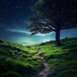 Landscape photography depicting a dark night's journey, in the style of visionar...