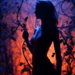A periwinkle background, in the style of daria endresen, silhouette lighting, in...