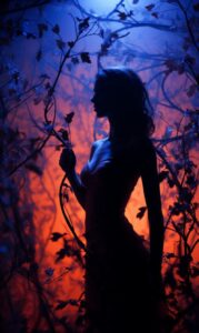 A periwinkle background, in the style of daria endresen, silhouette lighting, in...