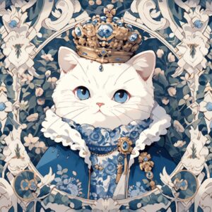 blue color scheme,A portrait of a cute British Shorthair white Cat baby,kitten, ...
