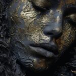 Close - up, Gritty, Impasto body art, chiaroscuro, arcane atmosphere A formidabl...