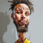 Карикатурный стильStephen Curry (NBA), super funny cartoon style, in the style o...