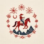 Simple embroidery stitch design, illustration style, of Texas rodeoby Luis G Pro...