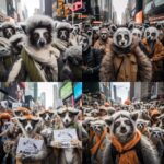 lemur protest against climate change in new york cityby qs Prompt collection...