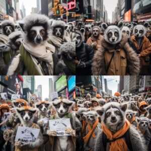 lemur protest against climate change in new york cityby qs Prompt collection...
